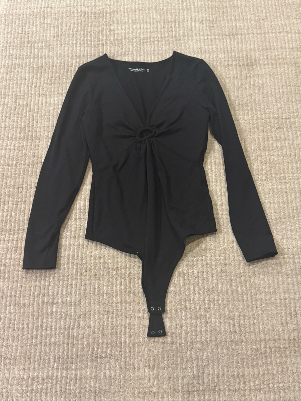 Abercrombie softAF Ring Front Long Sleeve Bodysuit Black